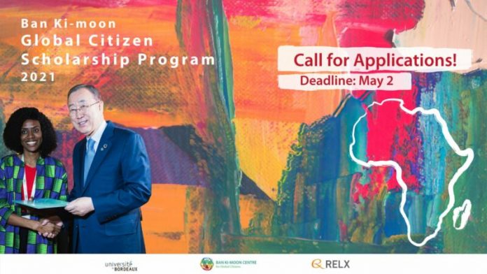 Programme de bourses d'études Ban Ki-moon Global Citizen 2021 pour les Jeunes Africains