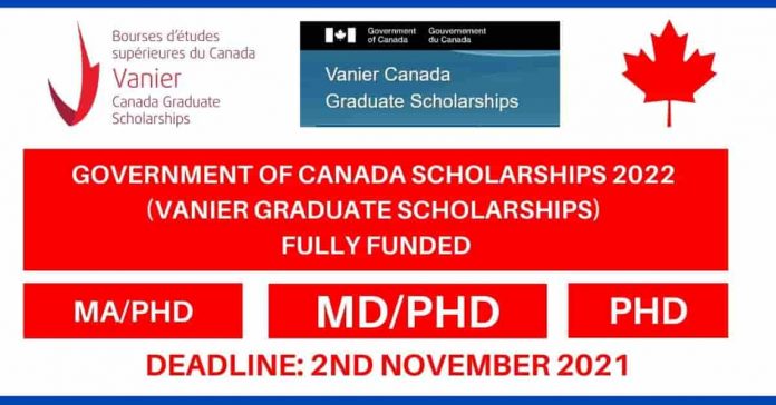 Study in Canada:Vanier Canada Graduate Scholarship in Canada 2022