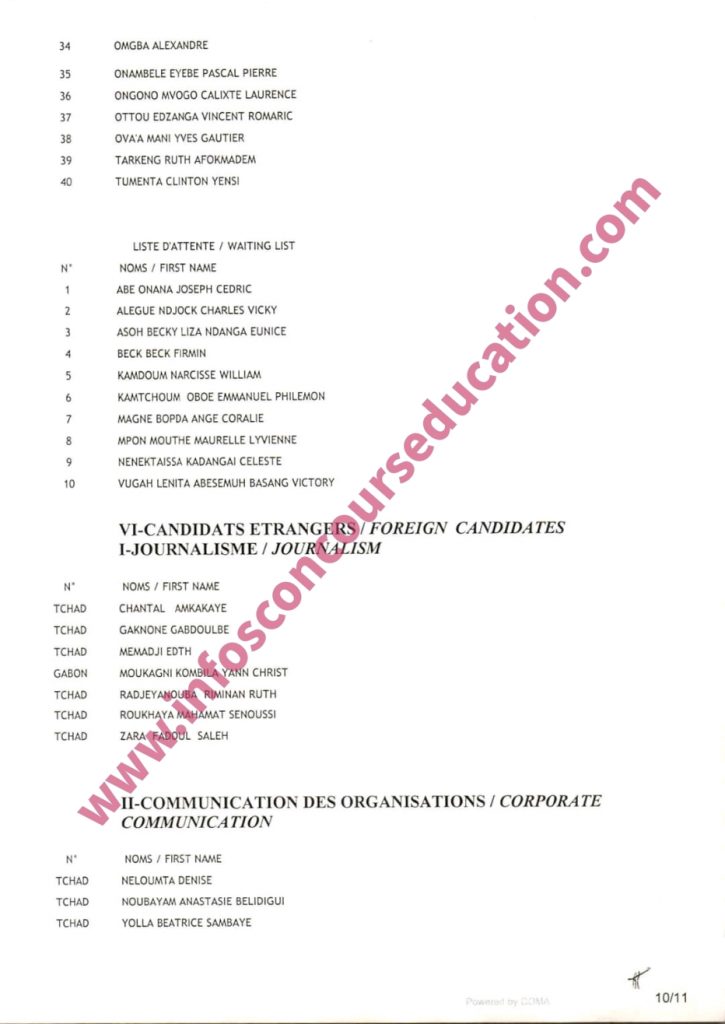 Résultats définitifs des candidats au concours d'entrée au niveau 1 du cycle de licence de l'école supérieure des sciences et techniques de l'information et de la communication (ESSTIC) au titre de l'année académique 2021/2022
