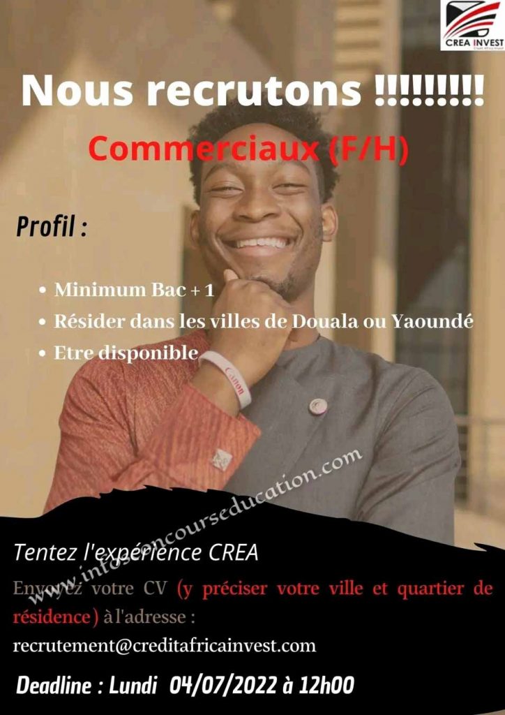 CREDIT AFRICA INVEST S.A recrute des jeunes étudiants stagiaires Commerciaux / yaoundé douala / stages professionnels / emplois