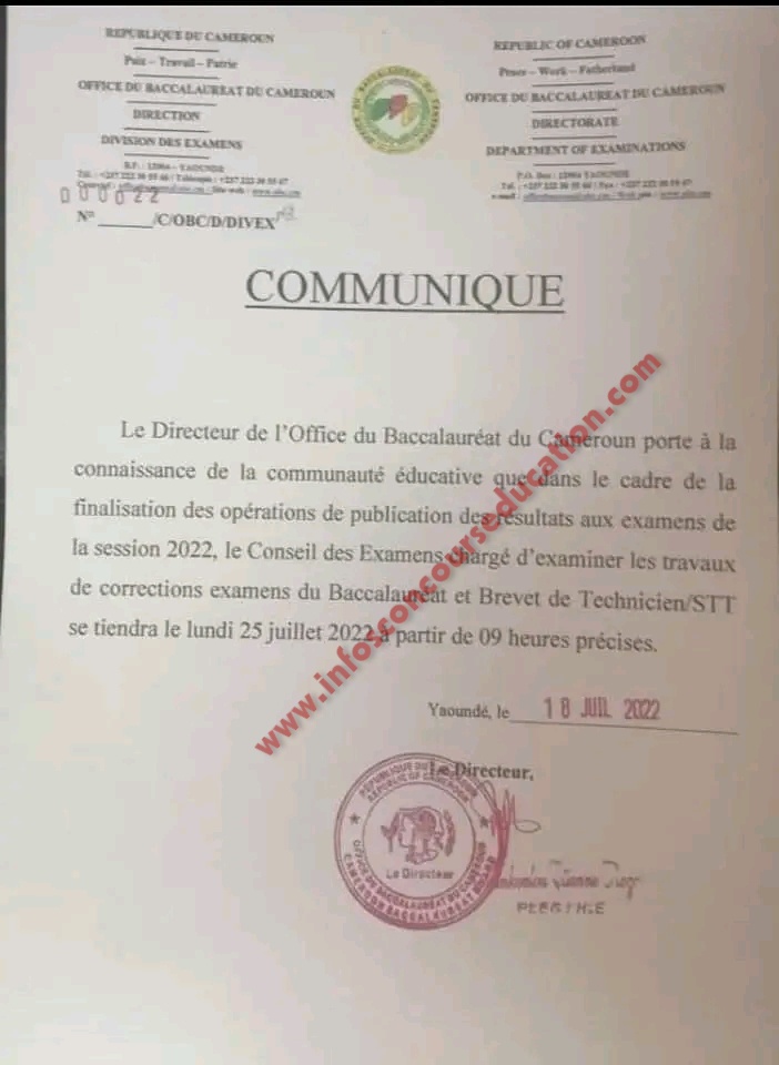 Délibération des examens du baccalauréat de l'enseignement général et technique (industriel et commercial) 2022