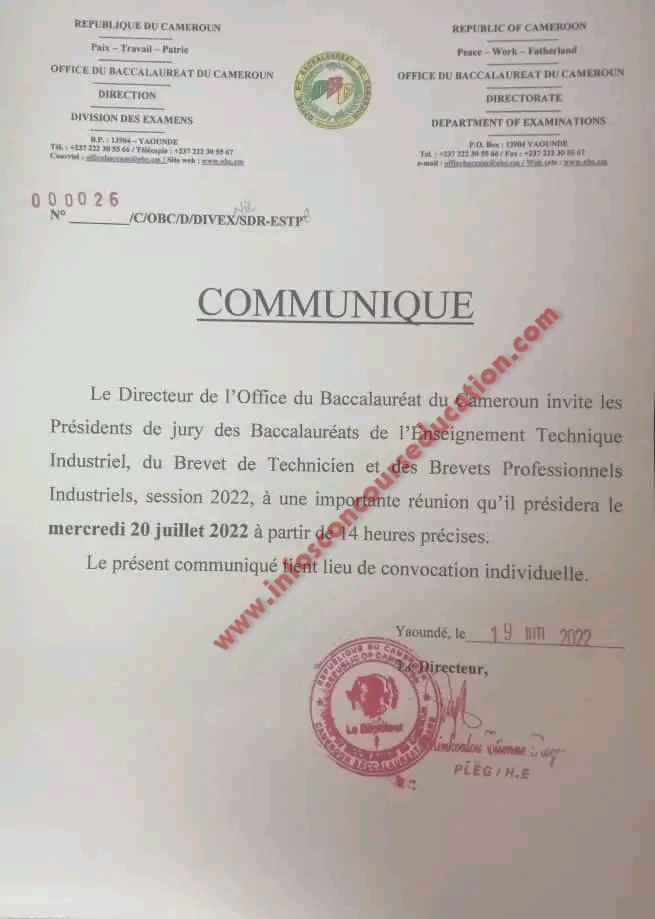 Délibération des examens du baccalauréat de l'enseignement général et technique (industriel et commercial) 2022