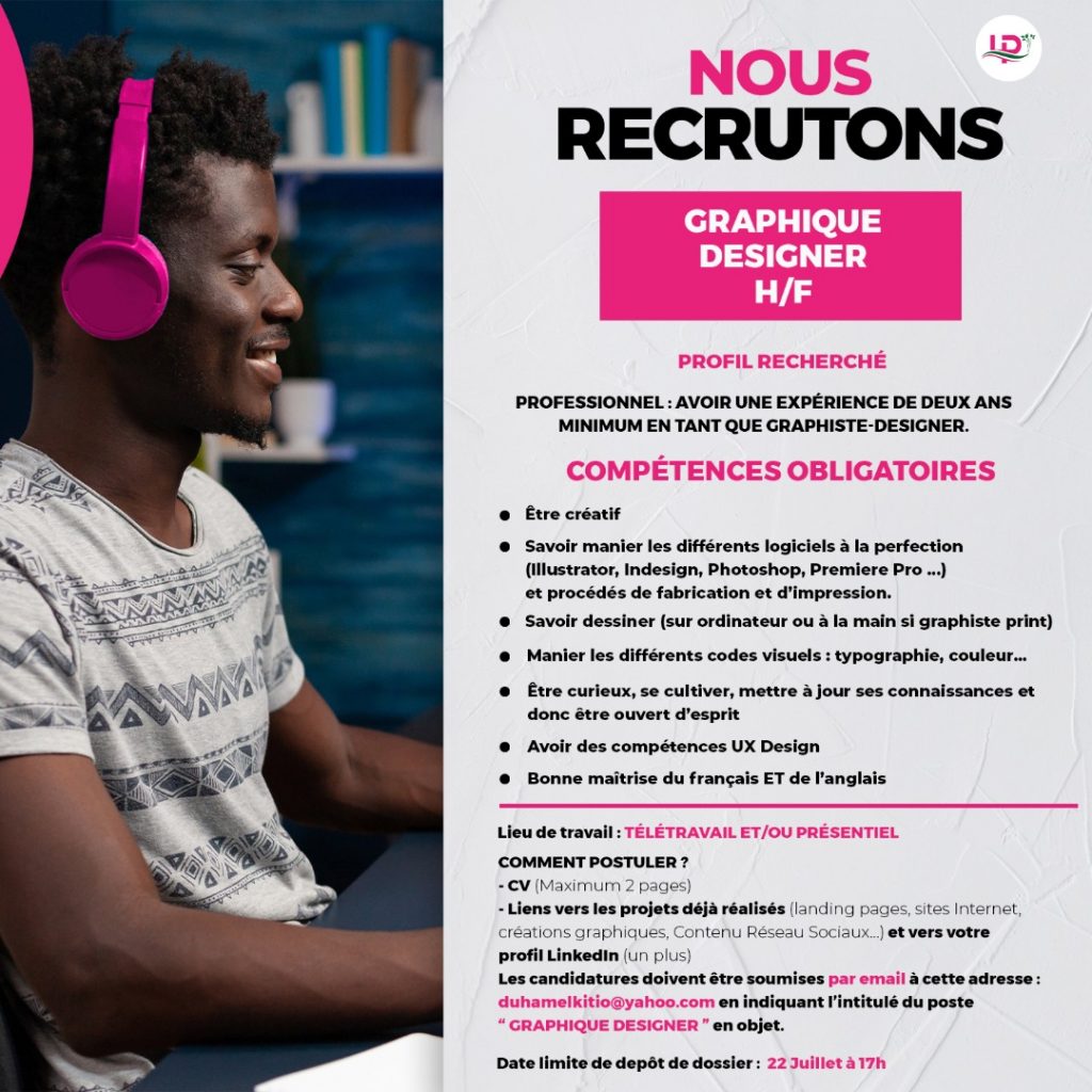 une entreprise de la place recherche un Graphique designer (H/F)