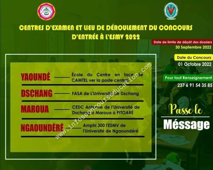 Concours esmv de Ngaounderé 2022: centre d'examen des candidats