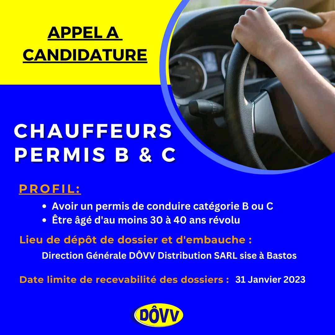 Recrutement des chauffeurs à DÔVV 