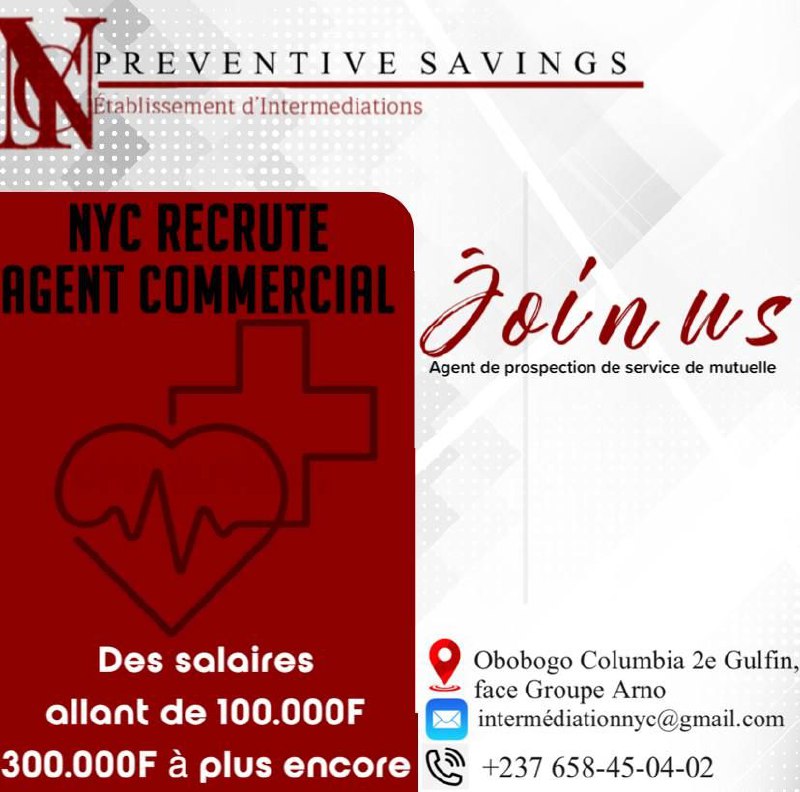 NYC Preventive Savings recrute 30 agents commerciaux pour la prospection de ses services de mutuelles.
