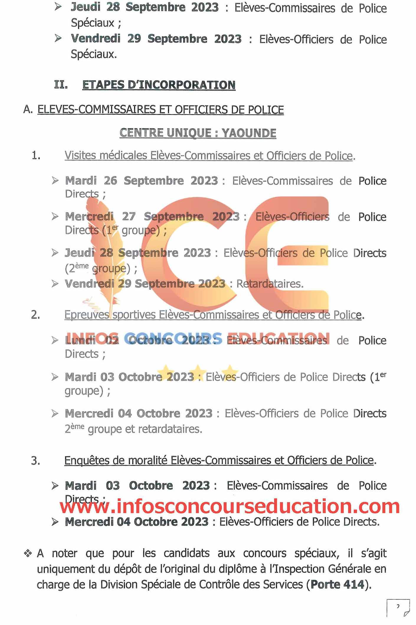 Déroulement des épreuves orales, des visites médicales, des épreuves sportives et des enquêtes de moralité au concours de police 2022-dgsn