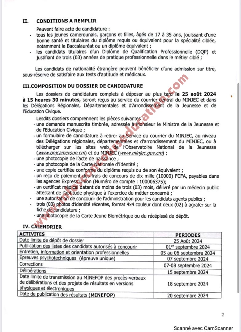 Concours spécial de bourses de formation dans les Centres de Formation Professionnelle d'Excellence (CFPE) du PTS-JEUNE de l'année 2024