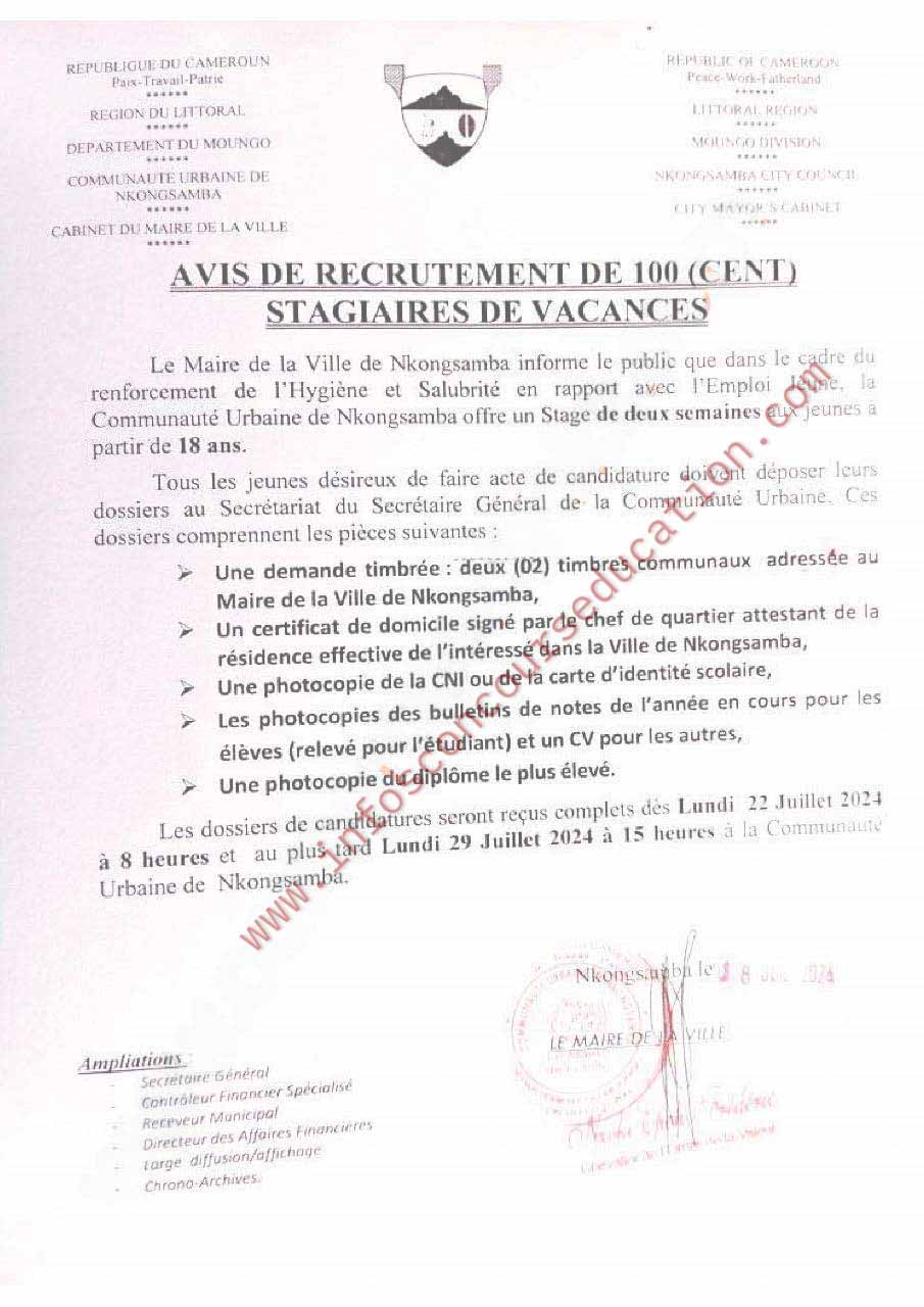 Stages de Vacances à La Mairie de NKONGSAMBA