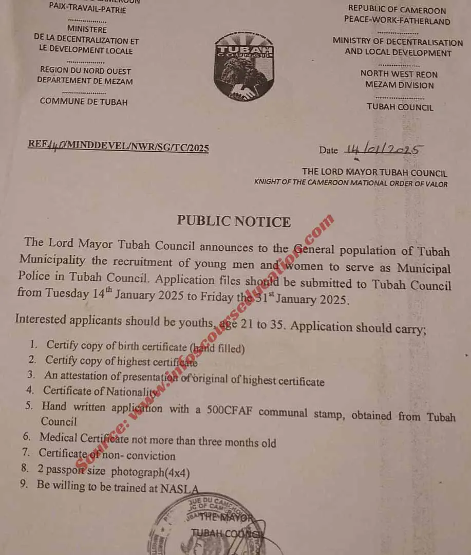 Recruitment at Municipal Police in Tubah Council