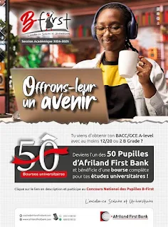 Concours B-First : 50 bourses d’études intégrales offertes au Cameroun par Afriland First Bank